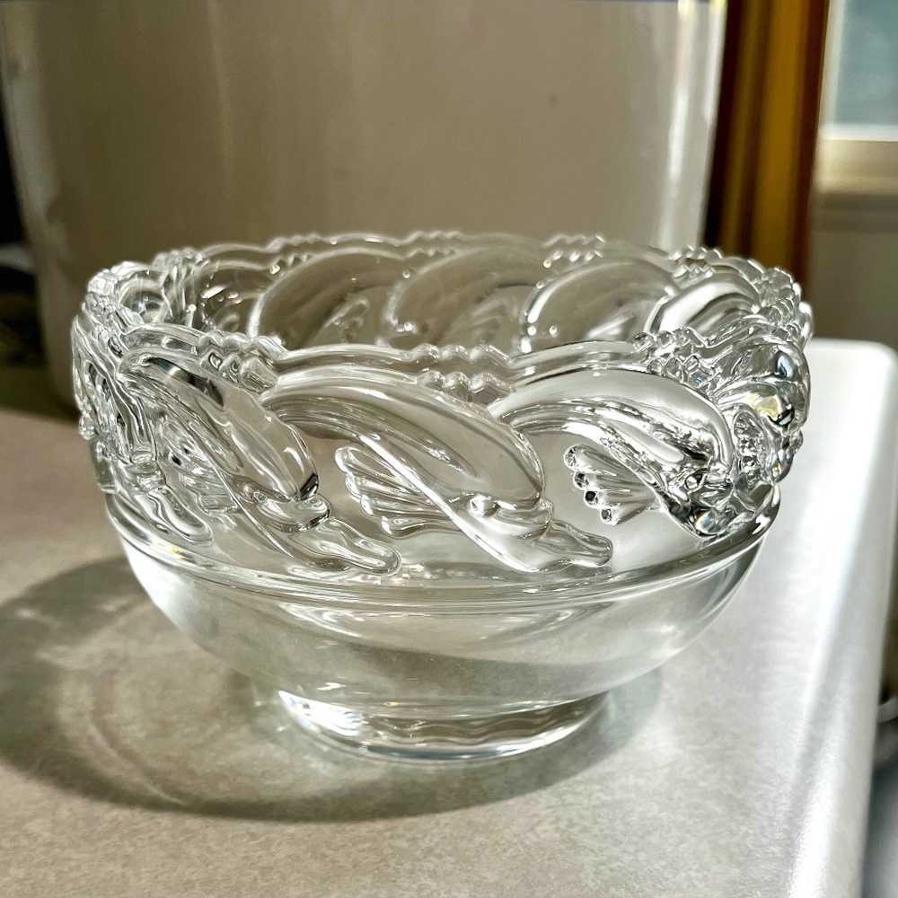 Tiffany & Co Dolphin Weave Crystal Accent Bowl